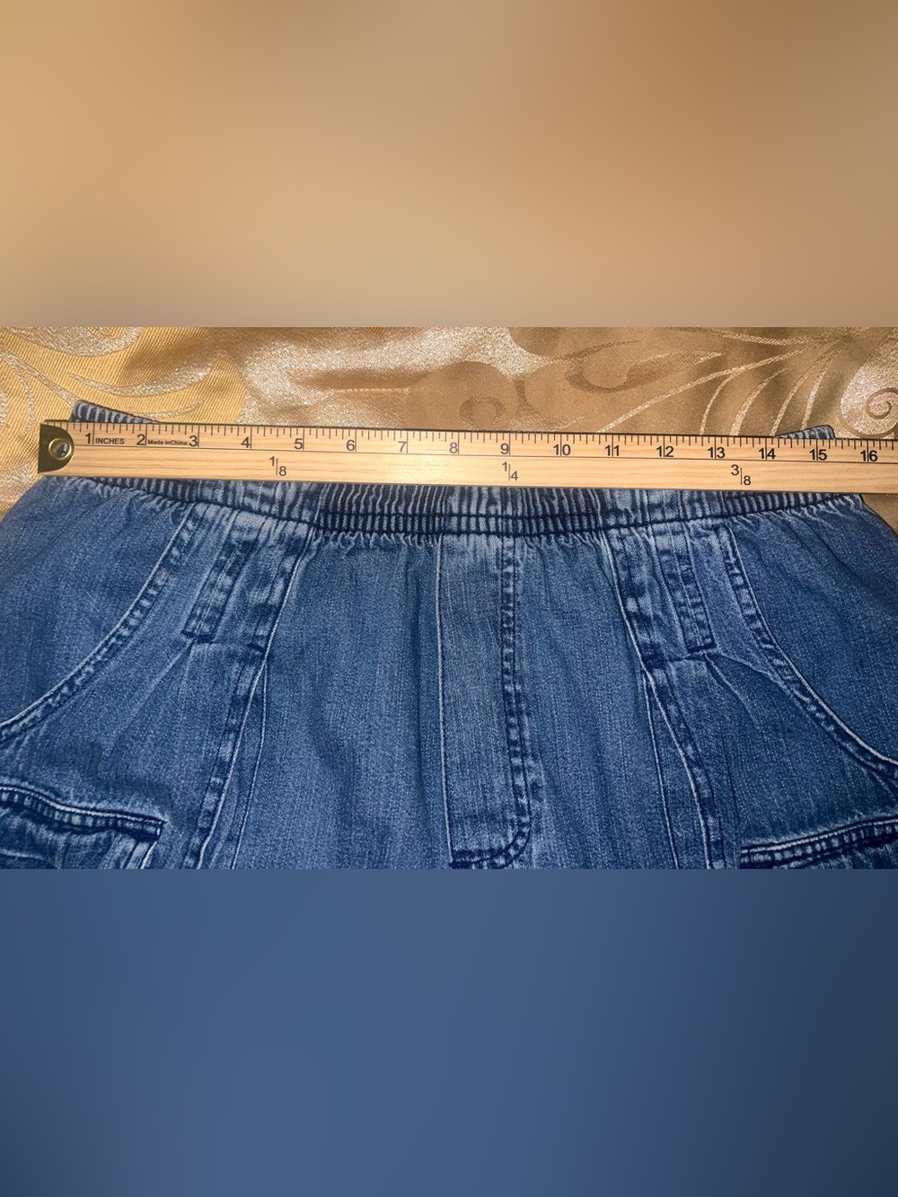 Vintage Jonathan Logan Denim Cargo Shorts Size Large Elastic Waist Jorts - Picture 7 of 9
